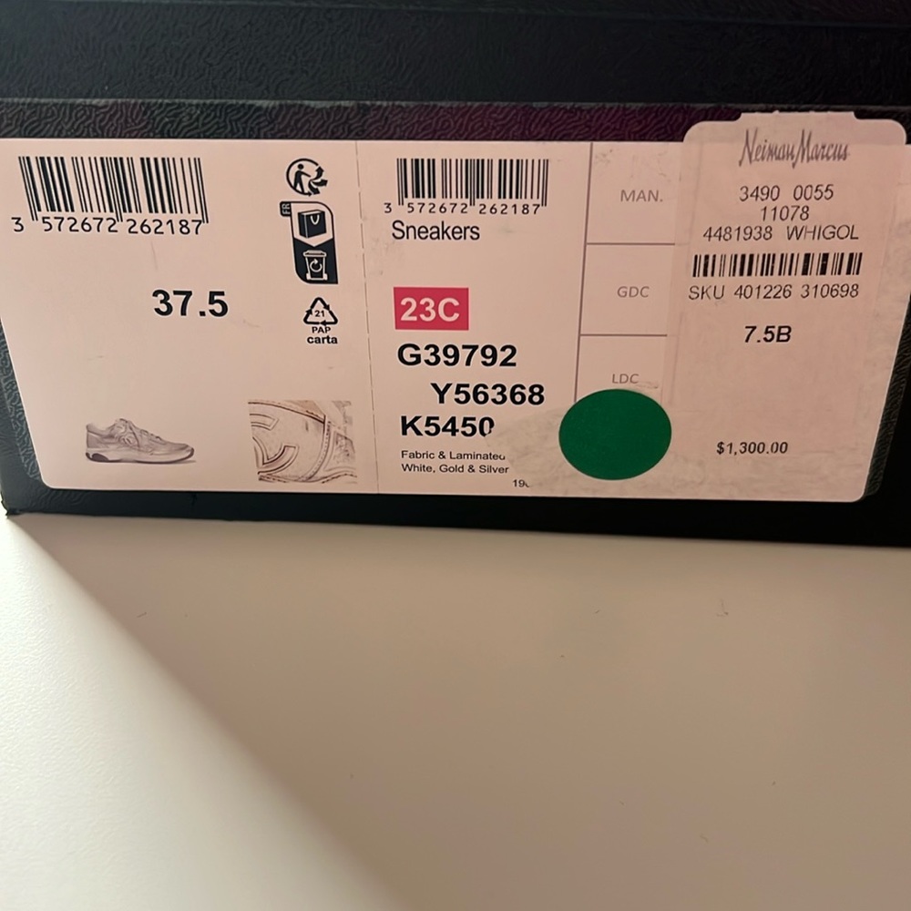 Chanel sneakers brand new with box and two dust bags never worn size 37.5
